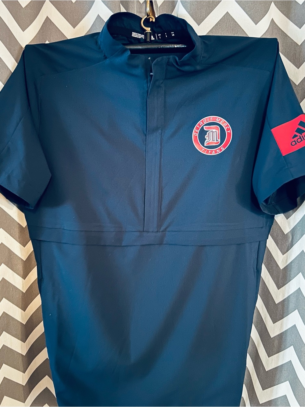 Detroit Mercy Titans ADIDAS 1/2 zip Navy Short-Sleeve Athletic Pullover